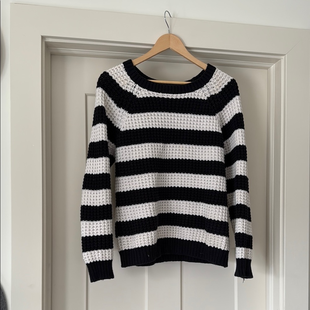 Black and White Striped Women's Sweater